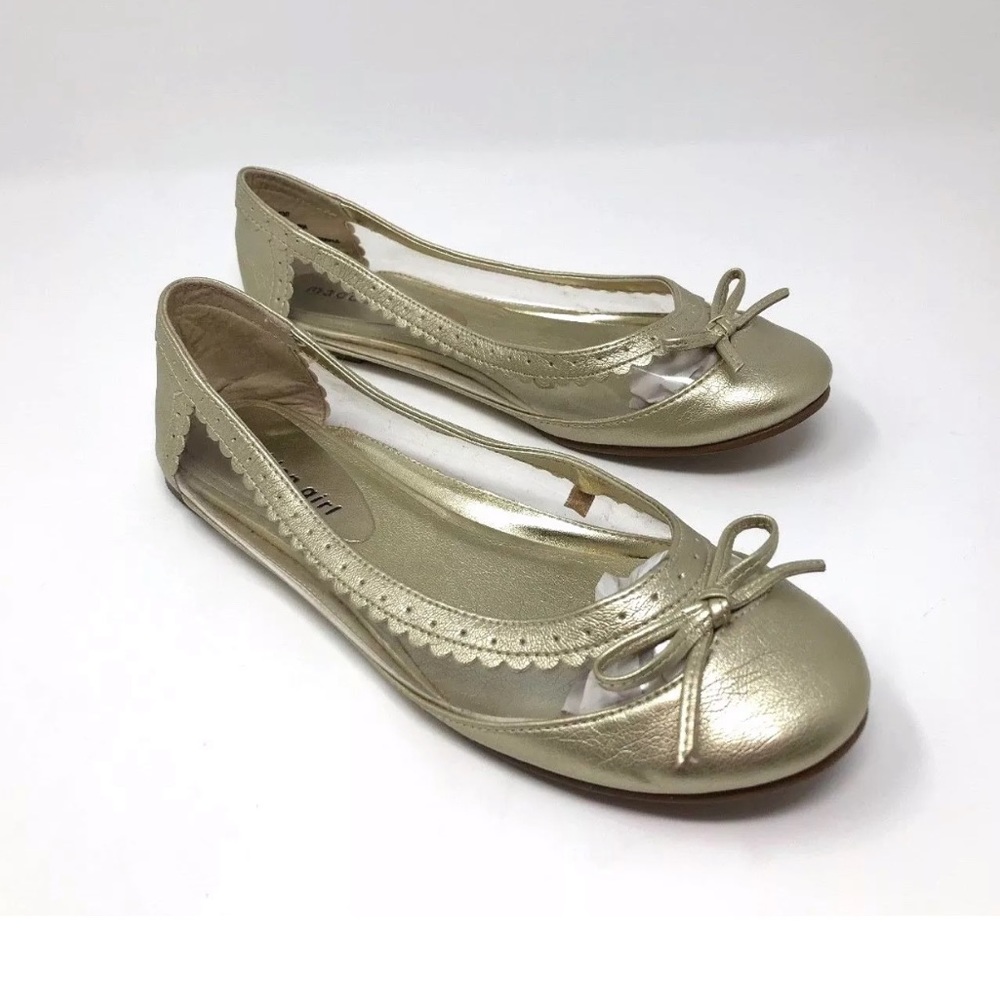 Madden Girl Ballet Flats Bow Gold Clear